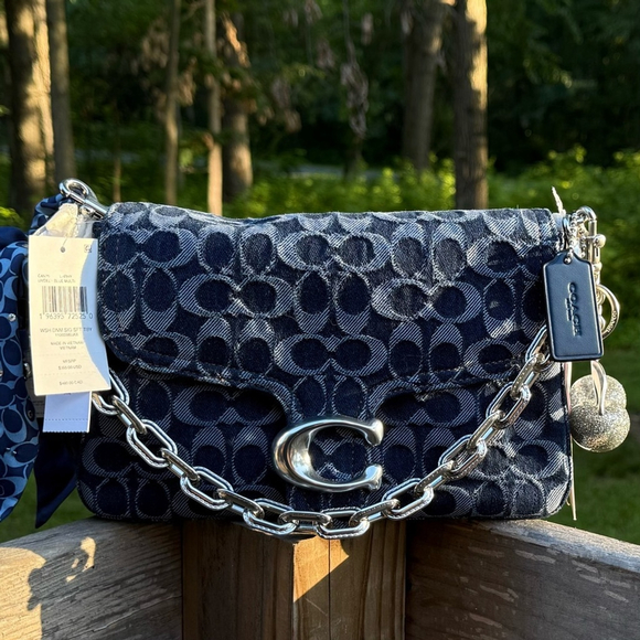 Coach Soft Tabby Shoulder Bag in Signature Denim with straps NEW with tags - Picture 10 of 14
